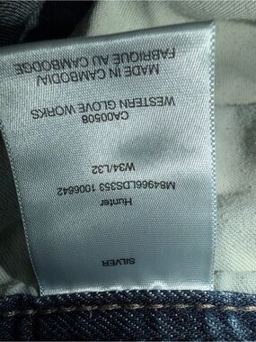 Hunter Blue Denim Jeans with Brown Leather Patch